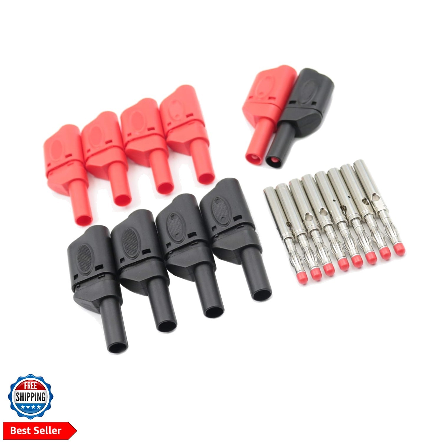 10Pcs Safety Fully Insulated Multimeter  Leads 4mm Banana Plugs Male Stackabl...