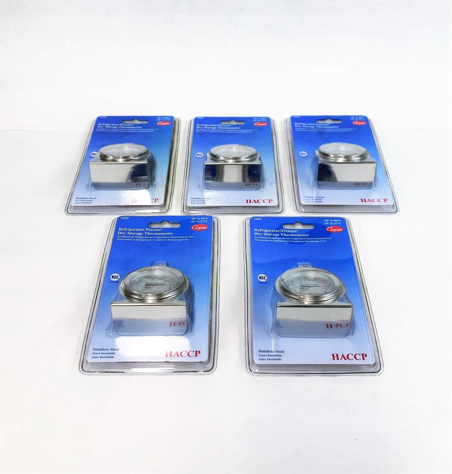 Cooper HACCP Refrigerator/Freezer & Dry Storage Thermometer 2FGK2 [Lot of 5] NOS
