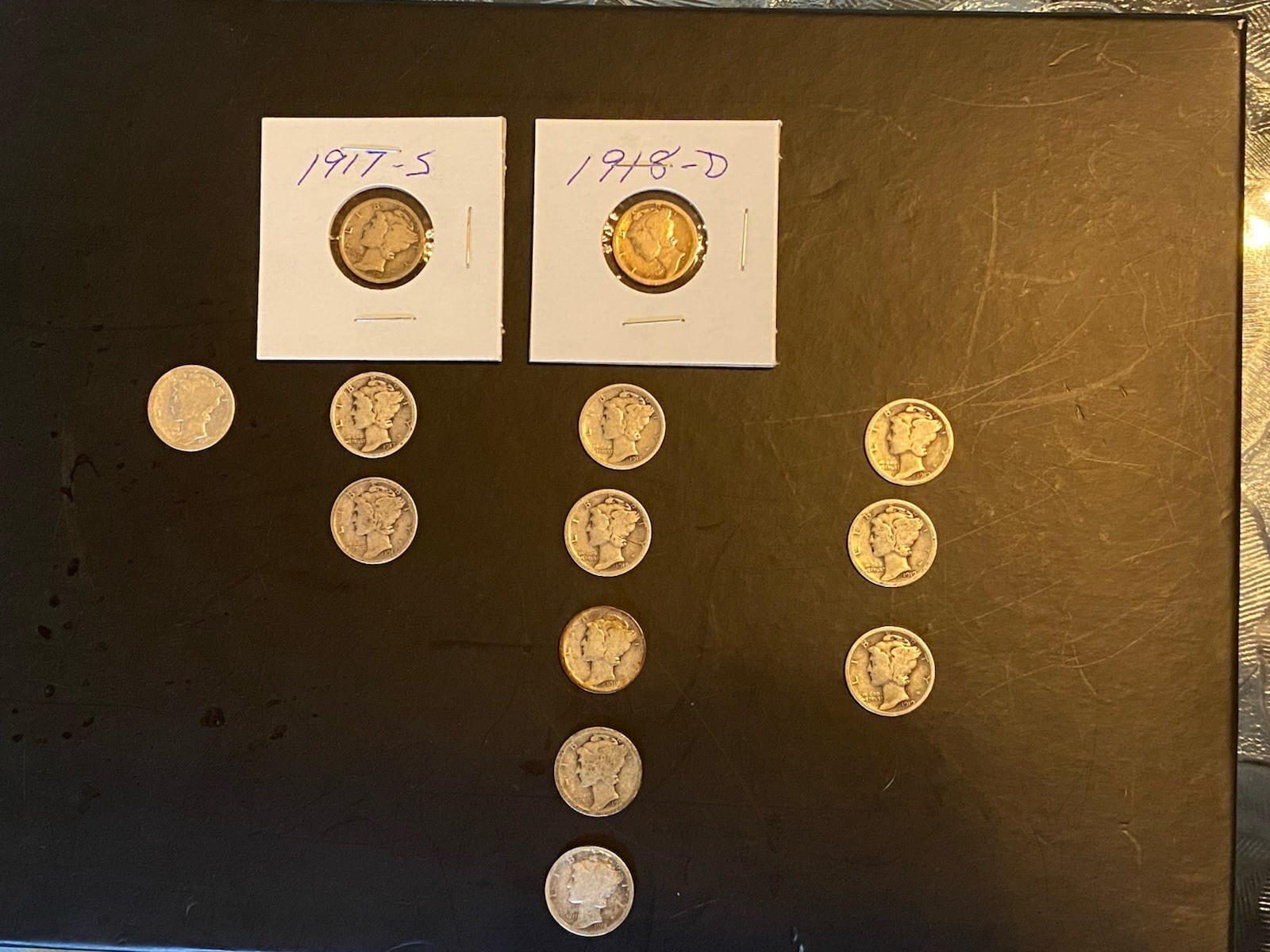 1916-1919 Mercury Dime Lot Of THIRTEEN Mercury silver Dimes