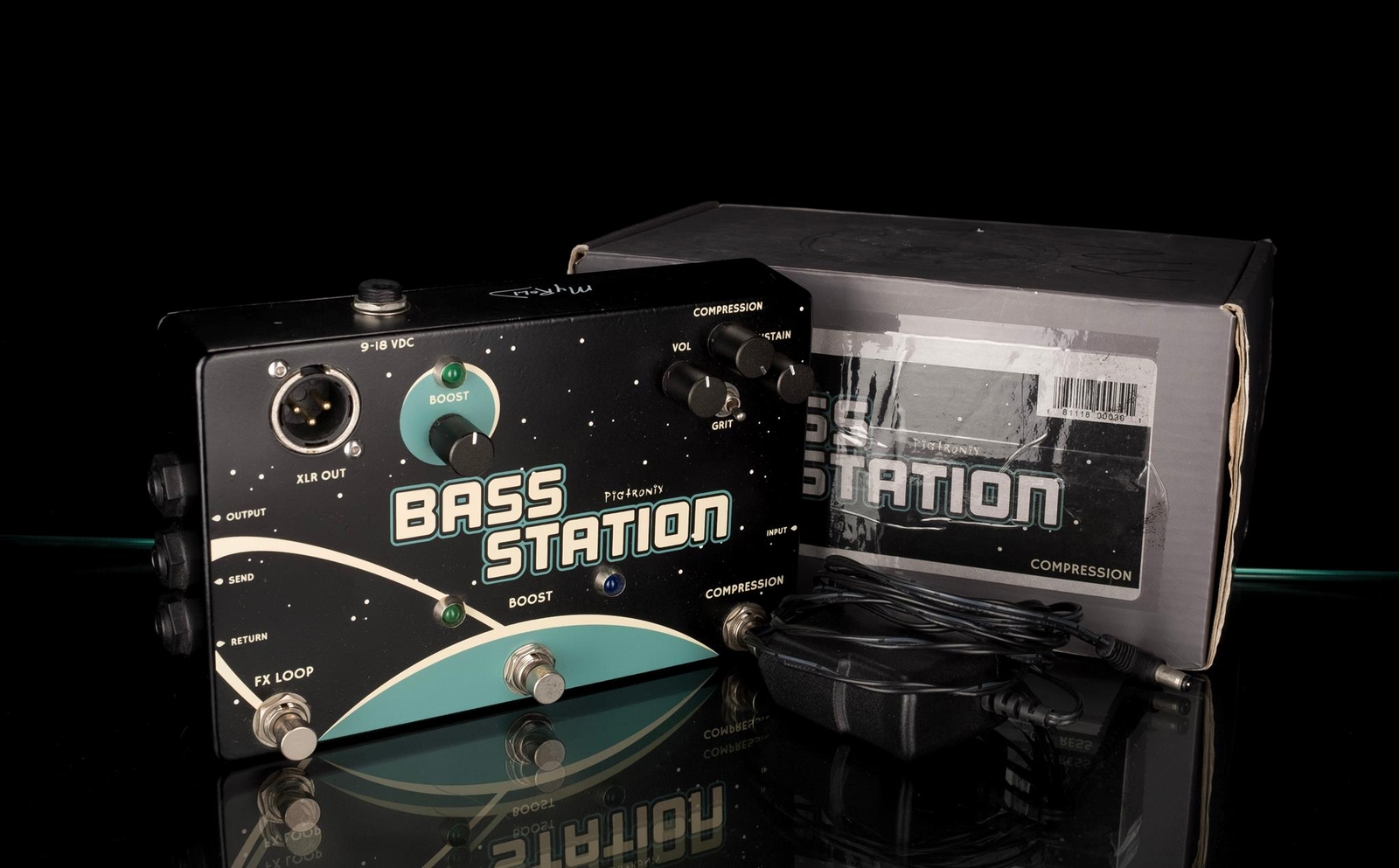 Used Pigtronix Bass Station Compressor/Boost/FX Loop/DI Pedal With Box