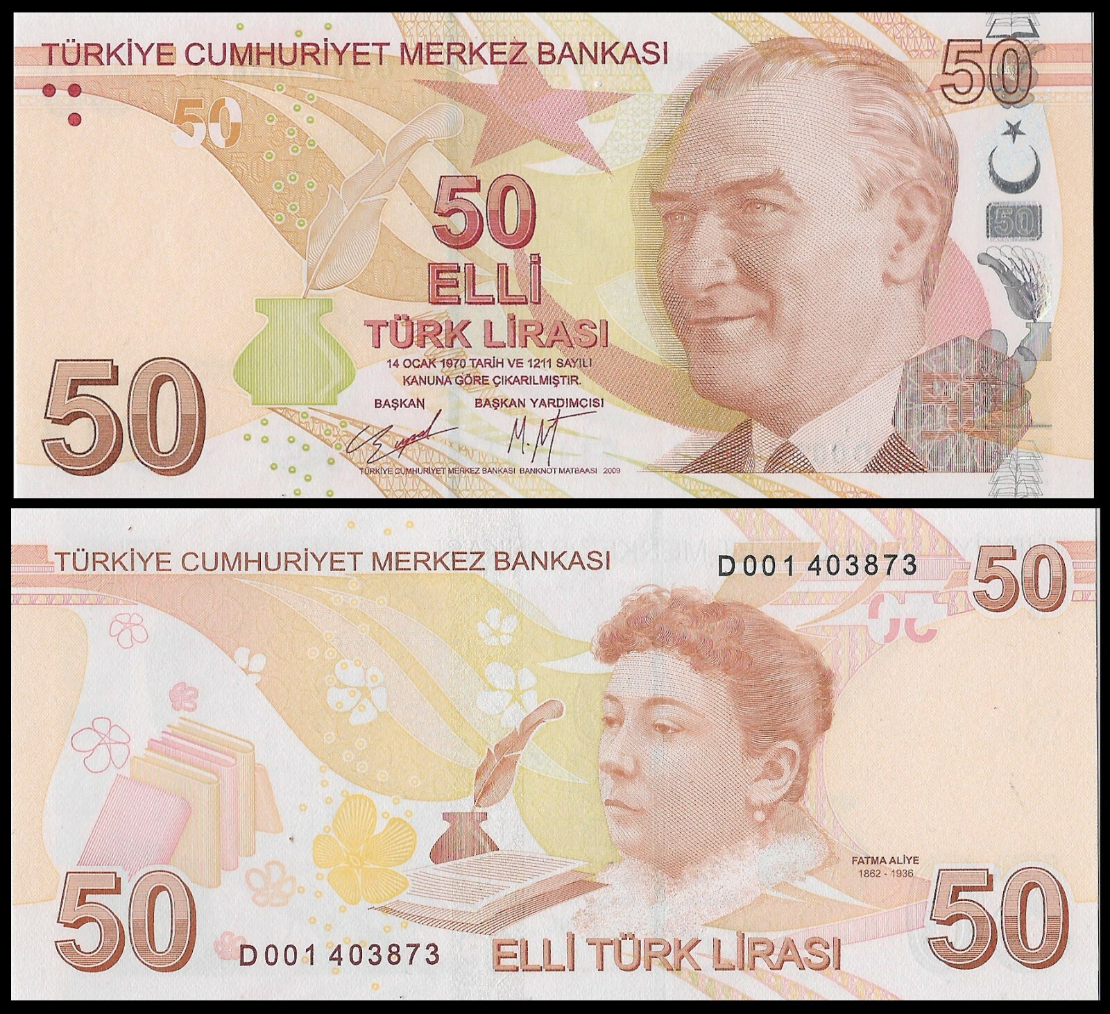 Turkey 50 Lira 2009(2020) P225d UNC**New signs