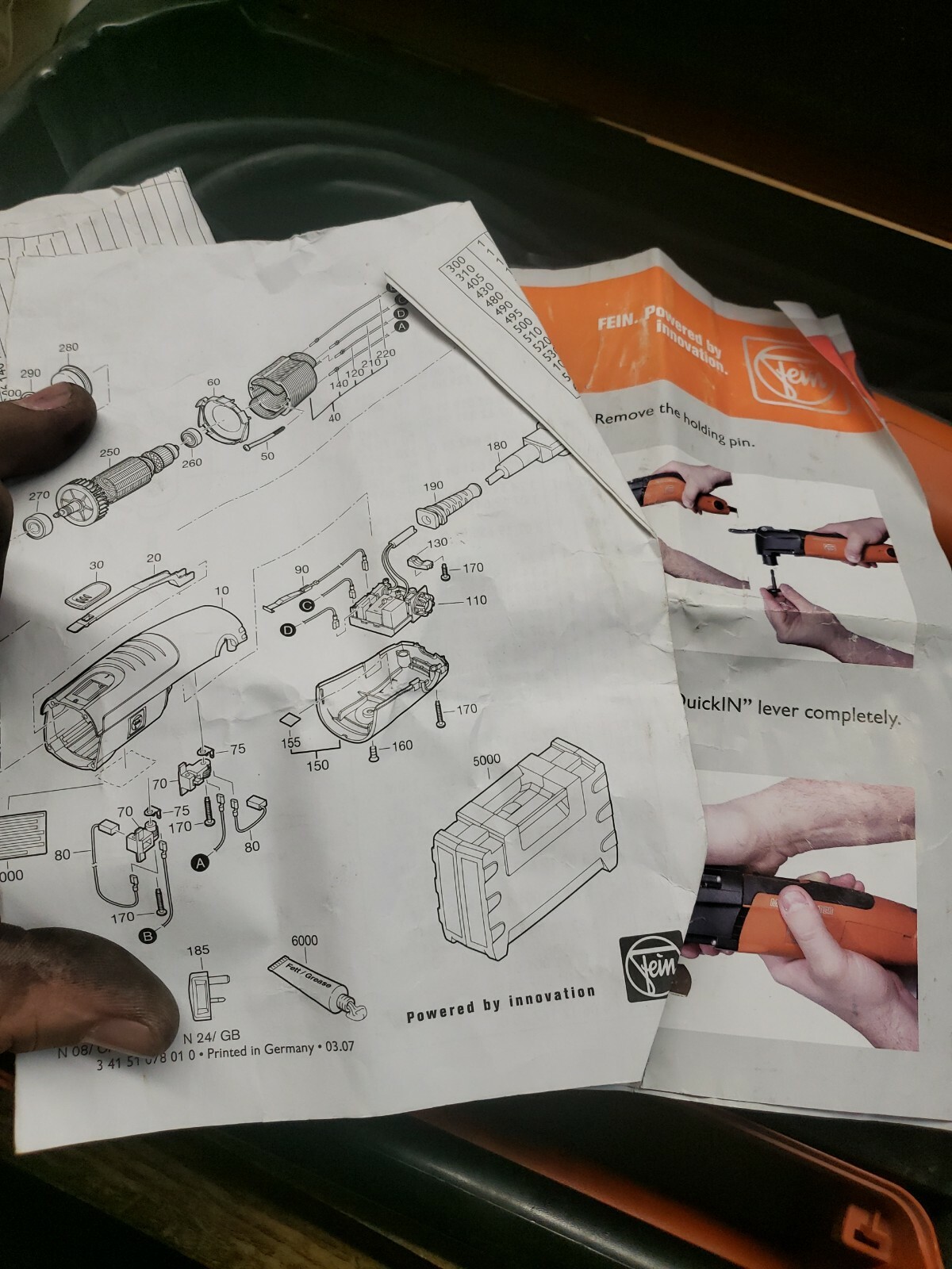 (FS) FEIN FMM250Q MultiMaster Multi Tool w/case & Attachments Sand Scrape Cut