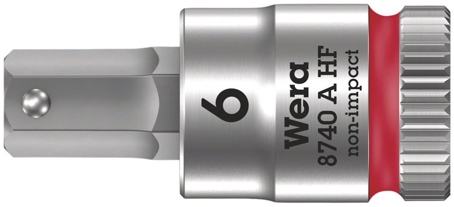 Wera 8740 A HF 1/4" Hex Bit Socket 6mm with Knurling & Take it Easy Color Coding