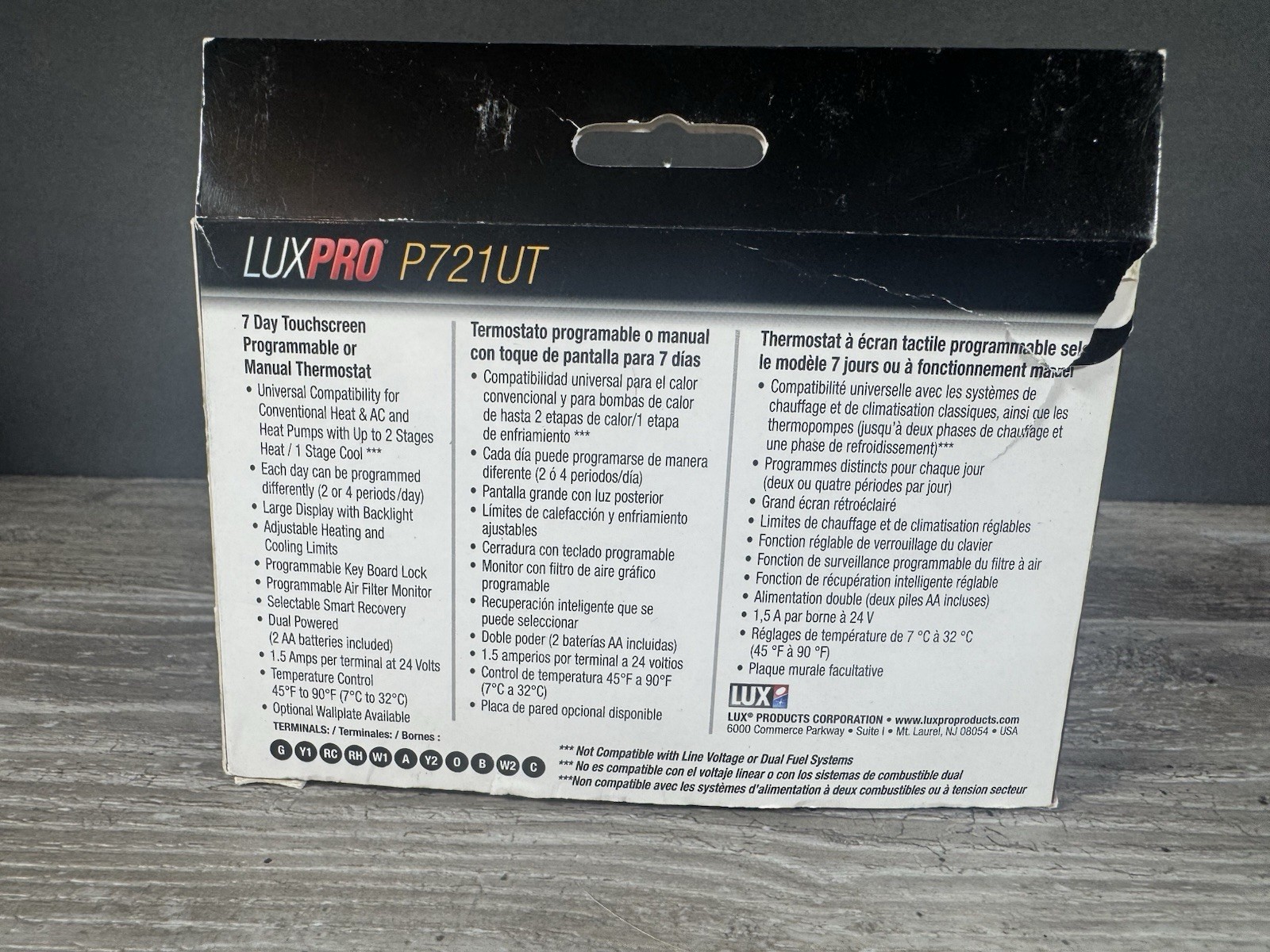 LuxPro Universal 7-Day Touchscreen Programmable or Manual Thermostat P721UT