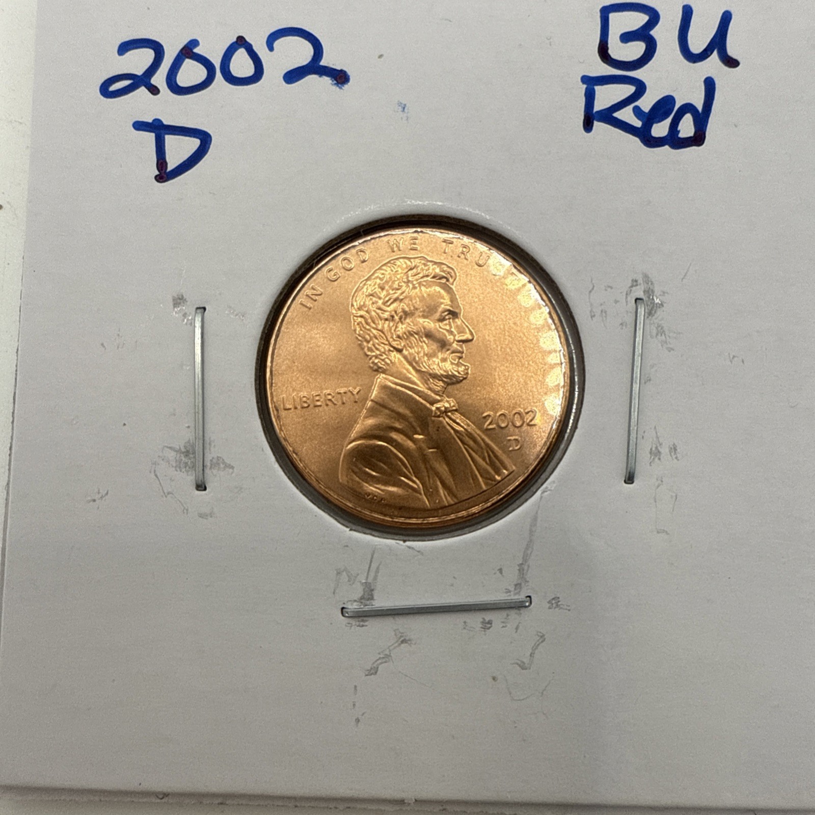 2002-D BU (Brilliant Uncirculated) RD (Red) Lincoln Head Memorial Cent Penny