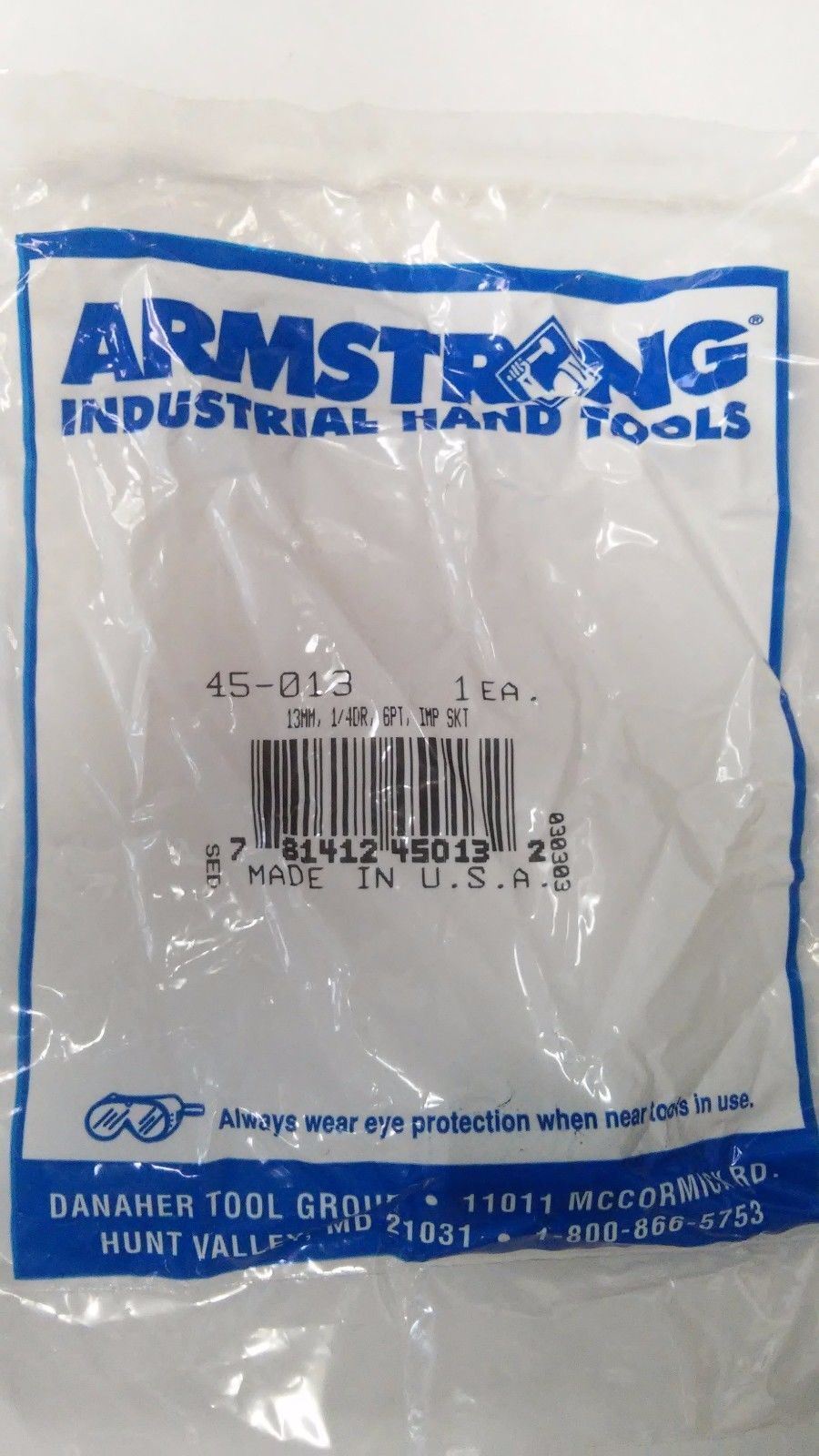 Armstrong 1/4" Dr 13mm Impact Socket USA 45-013 2PCS