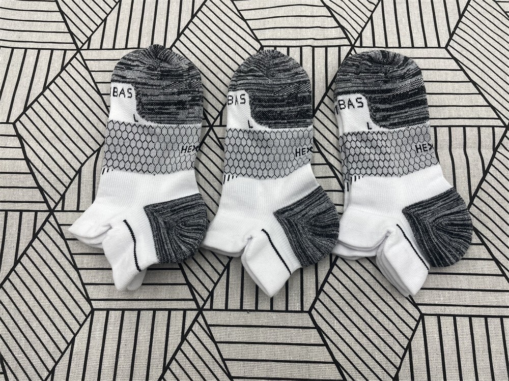 3Pairs Bombas Hex Tec Honeycomb Solid Women's White Ankle Sock Size Medium