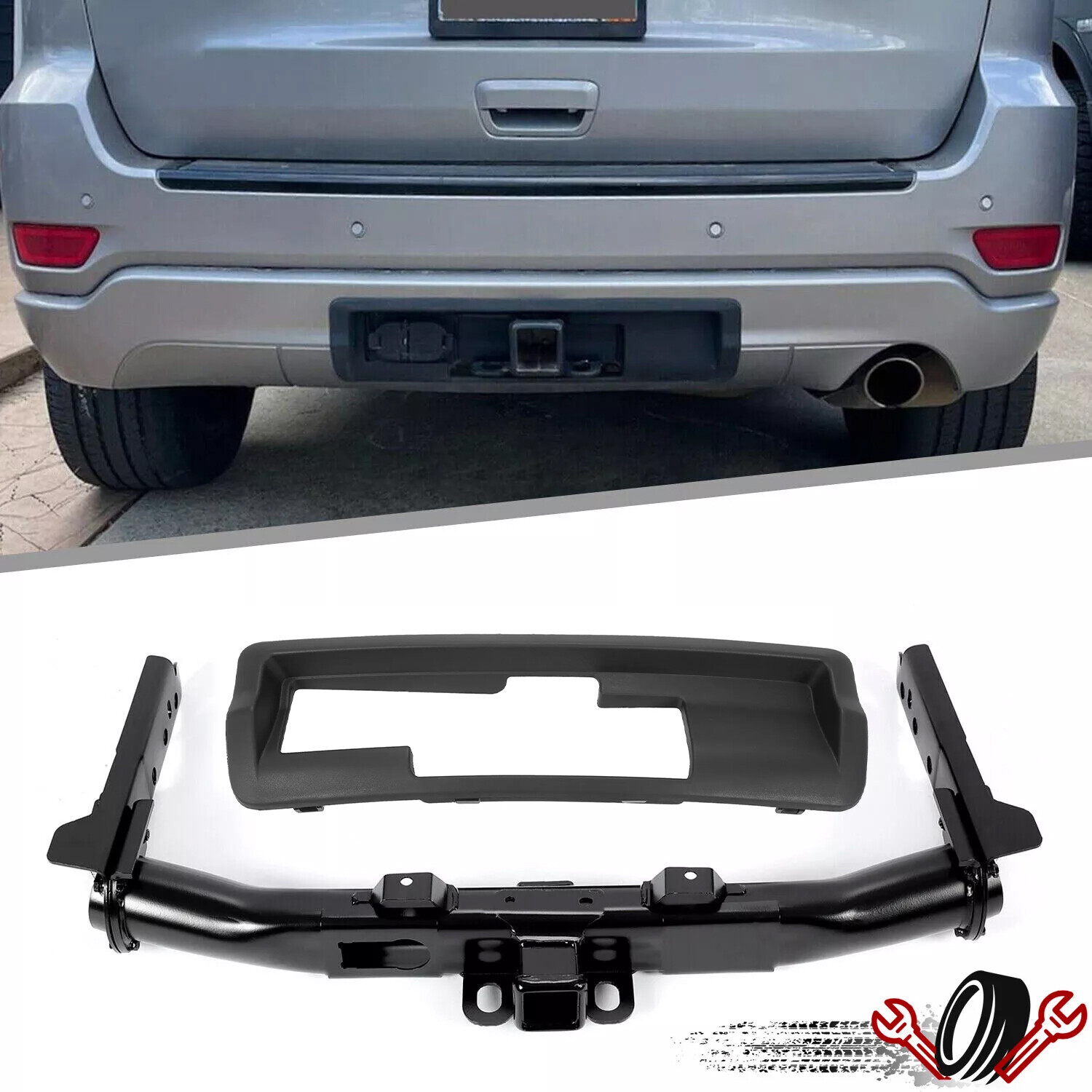 Class 4 For Jeep Grand Cherokee 2011-2022 Rear Trailer Hitch Receiver W/ Bezel