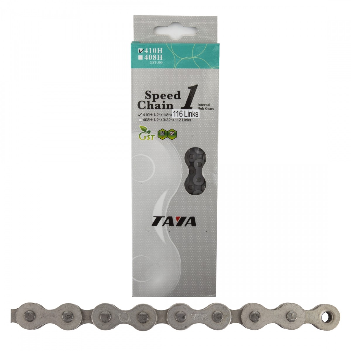 Taya 410H Single Speed Bike Chain 116 Links, Eco-Friendly Rust-Resistant, /SRAM