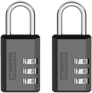 Master Lock Black Combination Padlock, Indoor Gym Locker Lock with Customizable