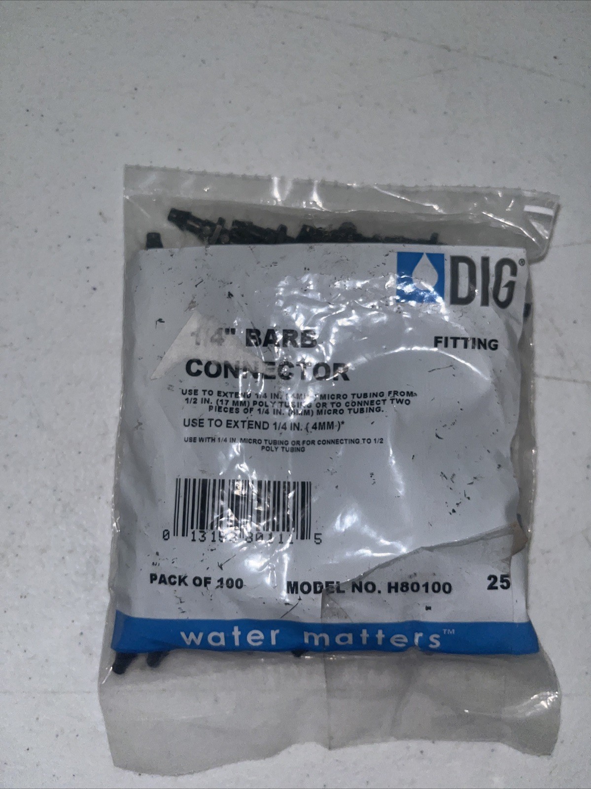(100-Pk) DIG Connectors 1/4" Barb H80100
