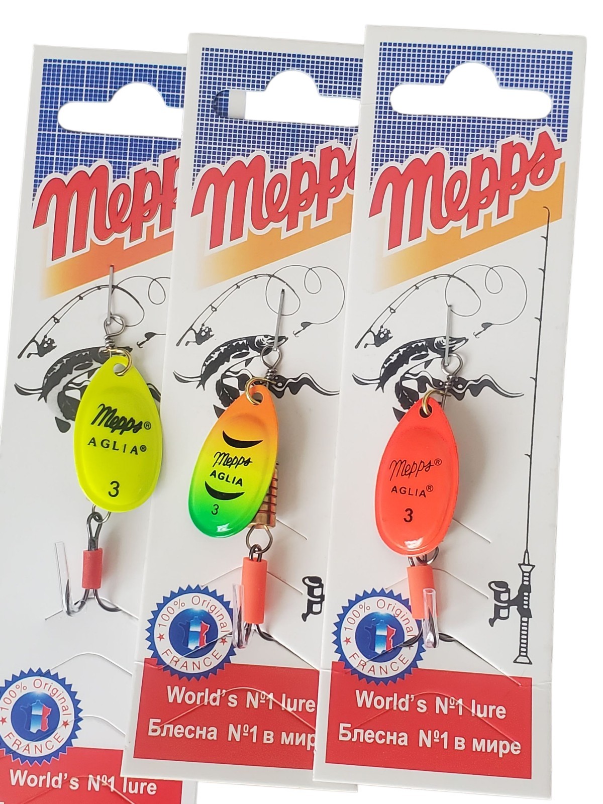 3× AGLIA SPINNERS SIZE 3 TROUT SALMON PIKE LURES