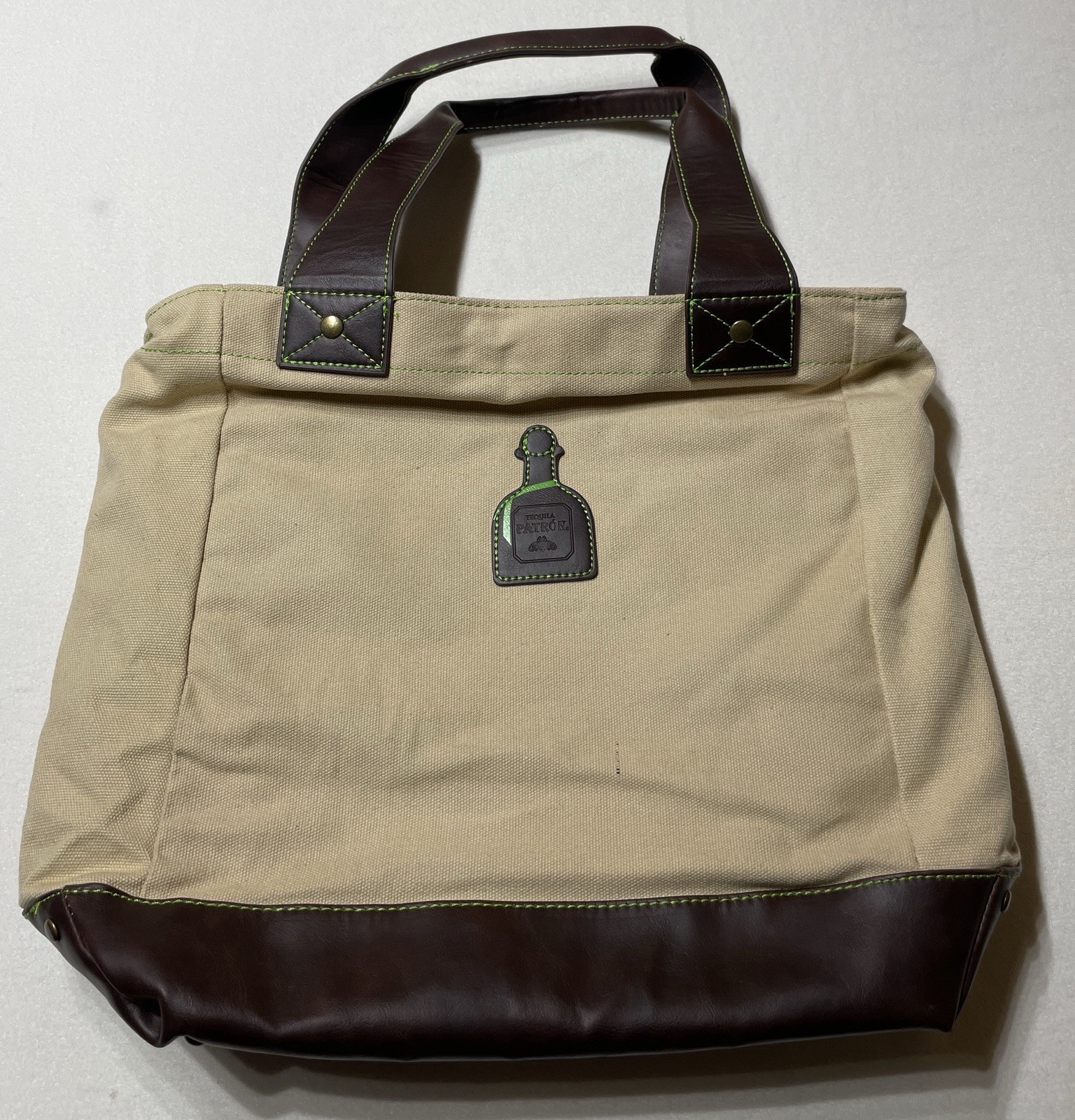 Patron Tequila Tan Canvas With Insulated Insert Removable Cooler Beach Bag