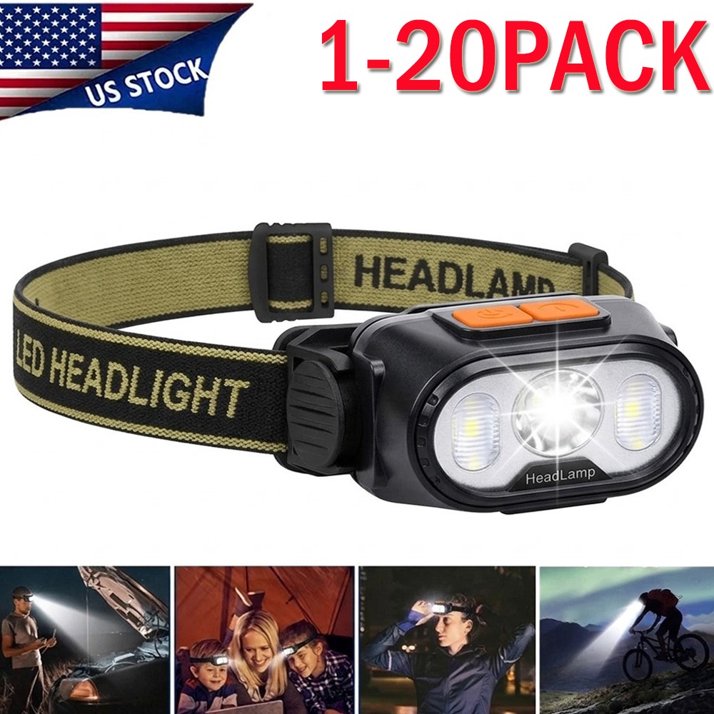 LED Headlamp Rechargeable Headlight Multi-Function Head Torch Lamp Flashlight US