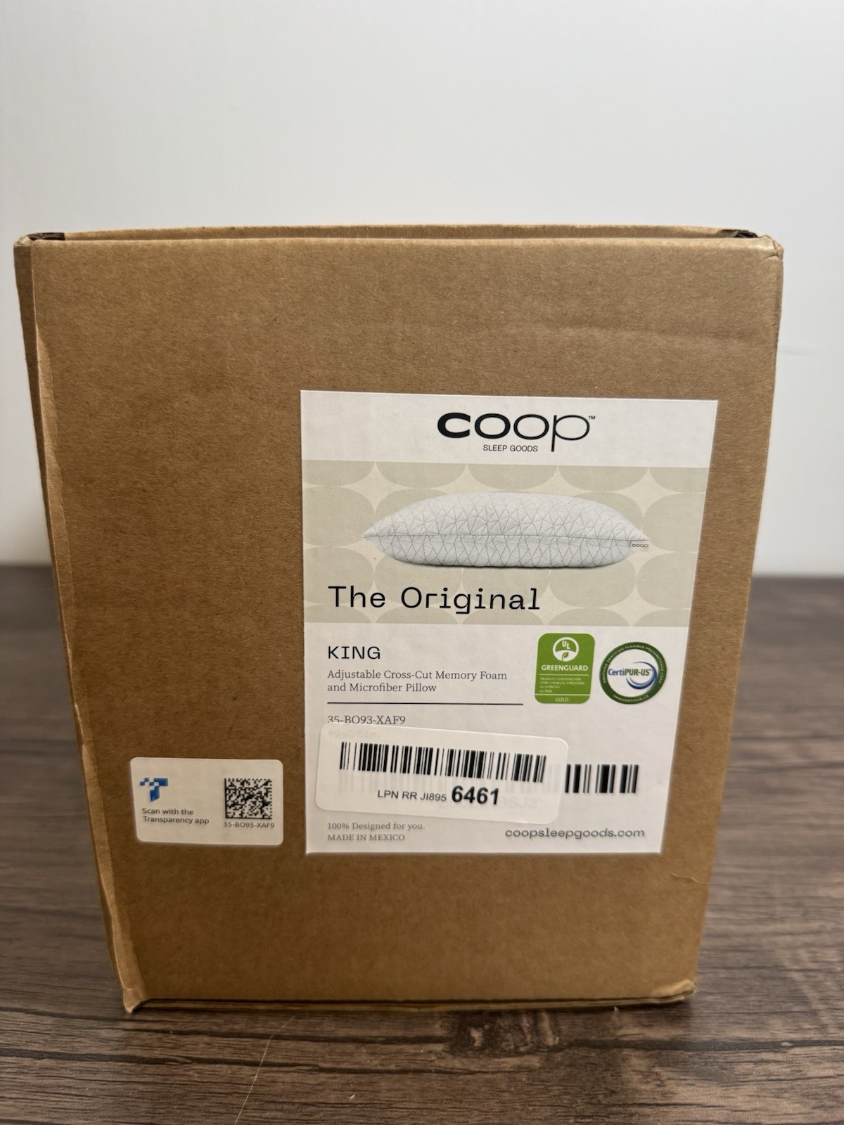 COOP Sleep Goods The Original Adjustable Pillow, King Size, 19" x 35" NEW SEALED