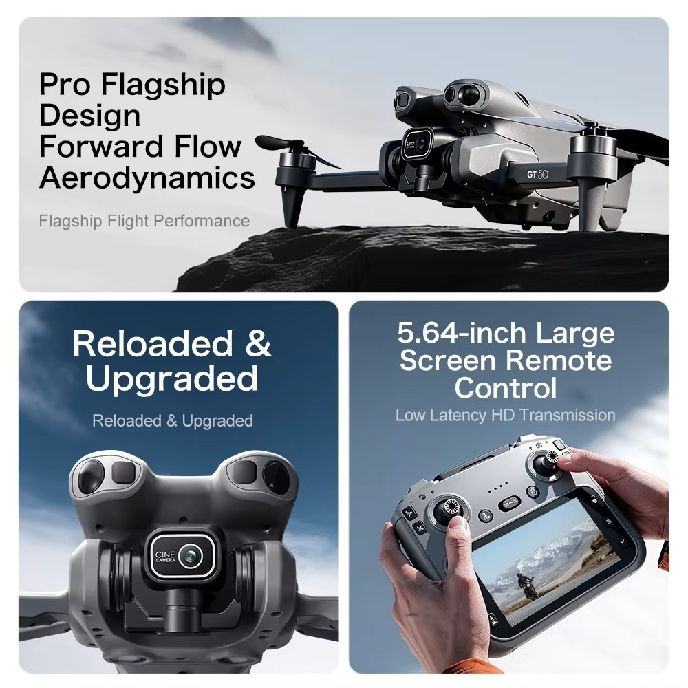 GT50 Brushless Drone 8K Dual Camera 4.3" Screen Obstacle Avoidance RC Quadcopter