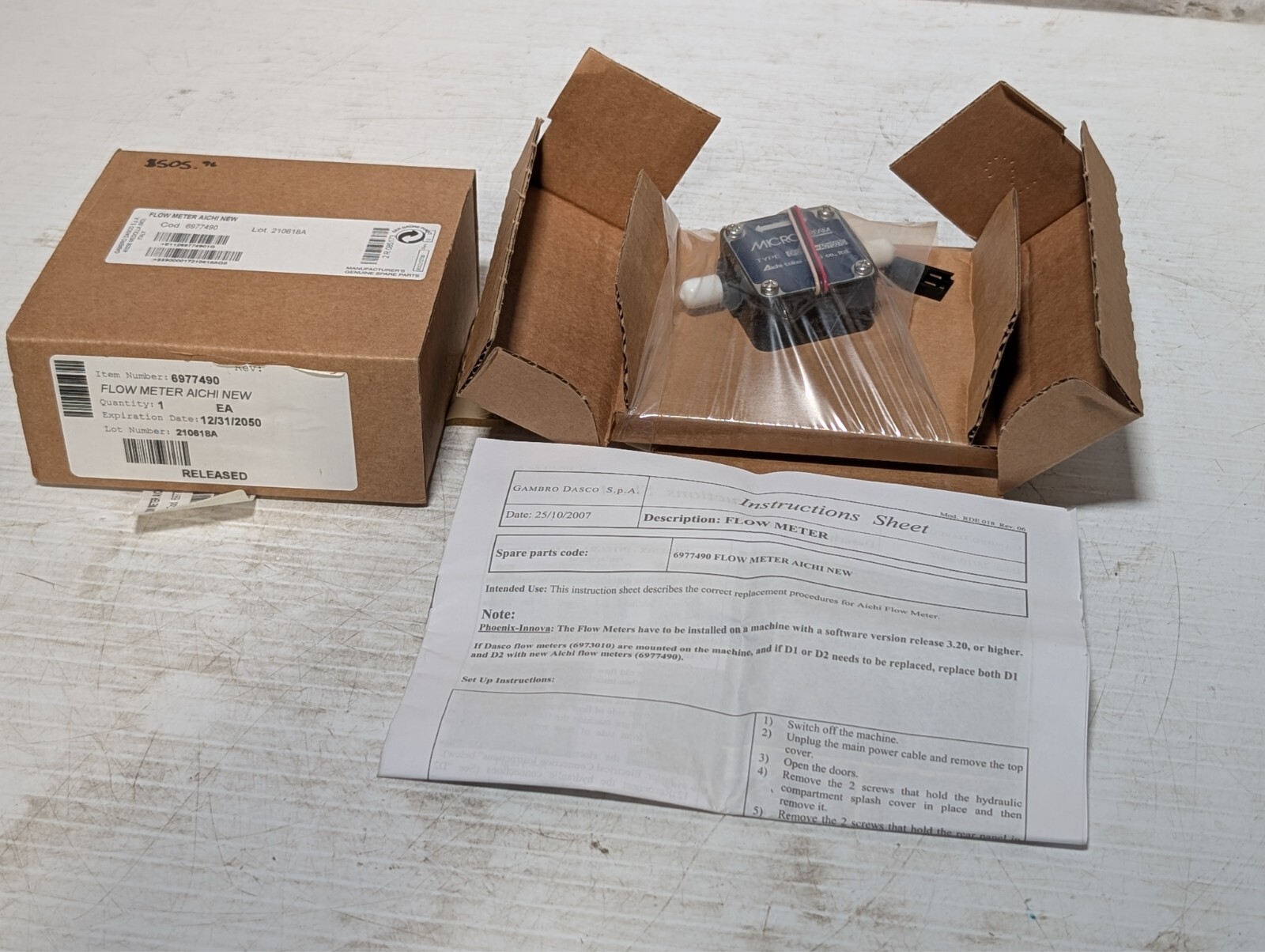NEW Gambro 6977490 Flow Meter Aichi, Type OF05ZAT-A0Y0070 in original box