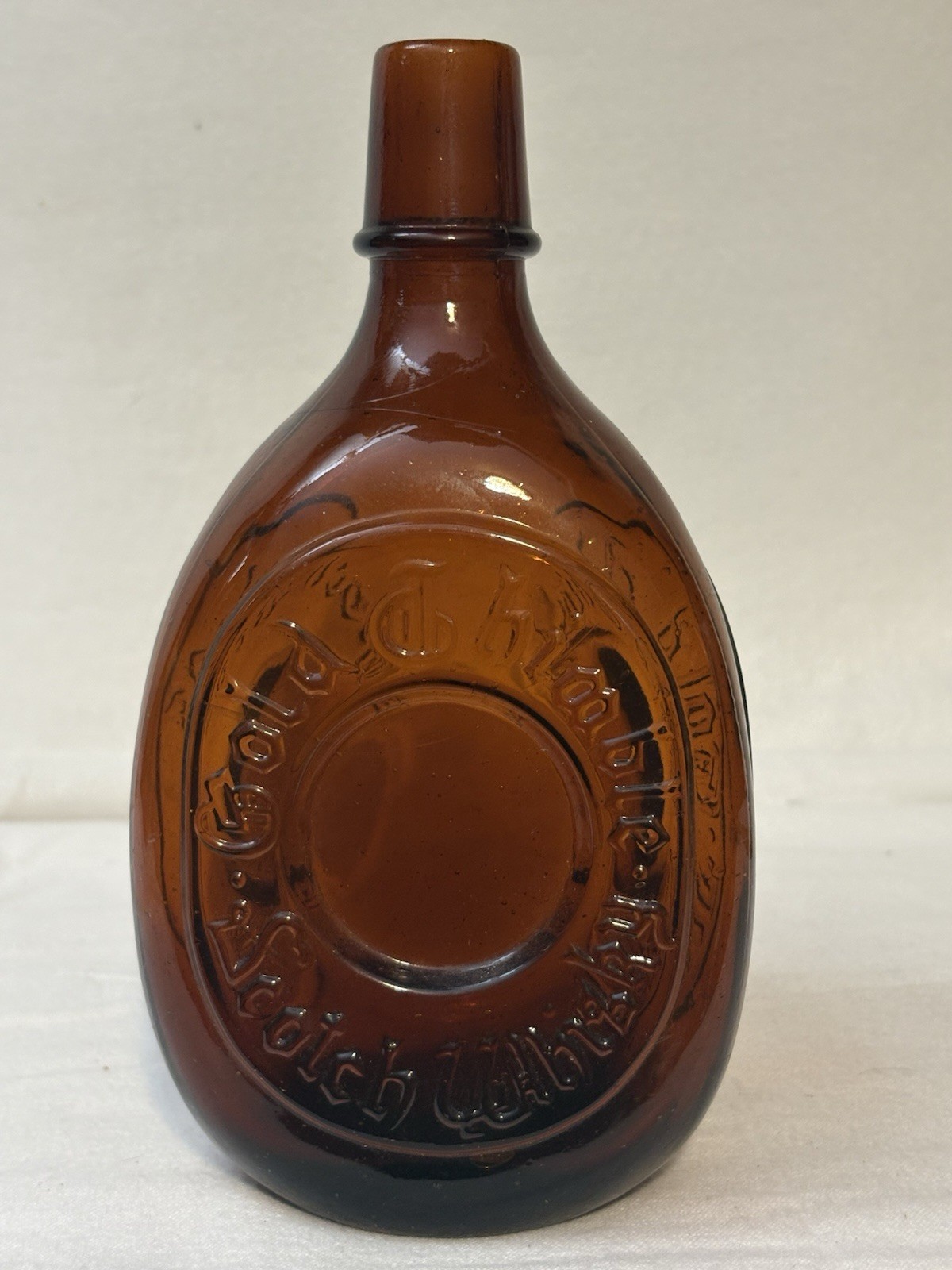 Vintage Gold Thimble Scotch Whiskey 3 Sided Bottle In Mint Perfect Condition