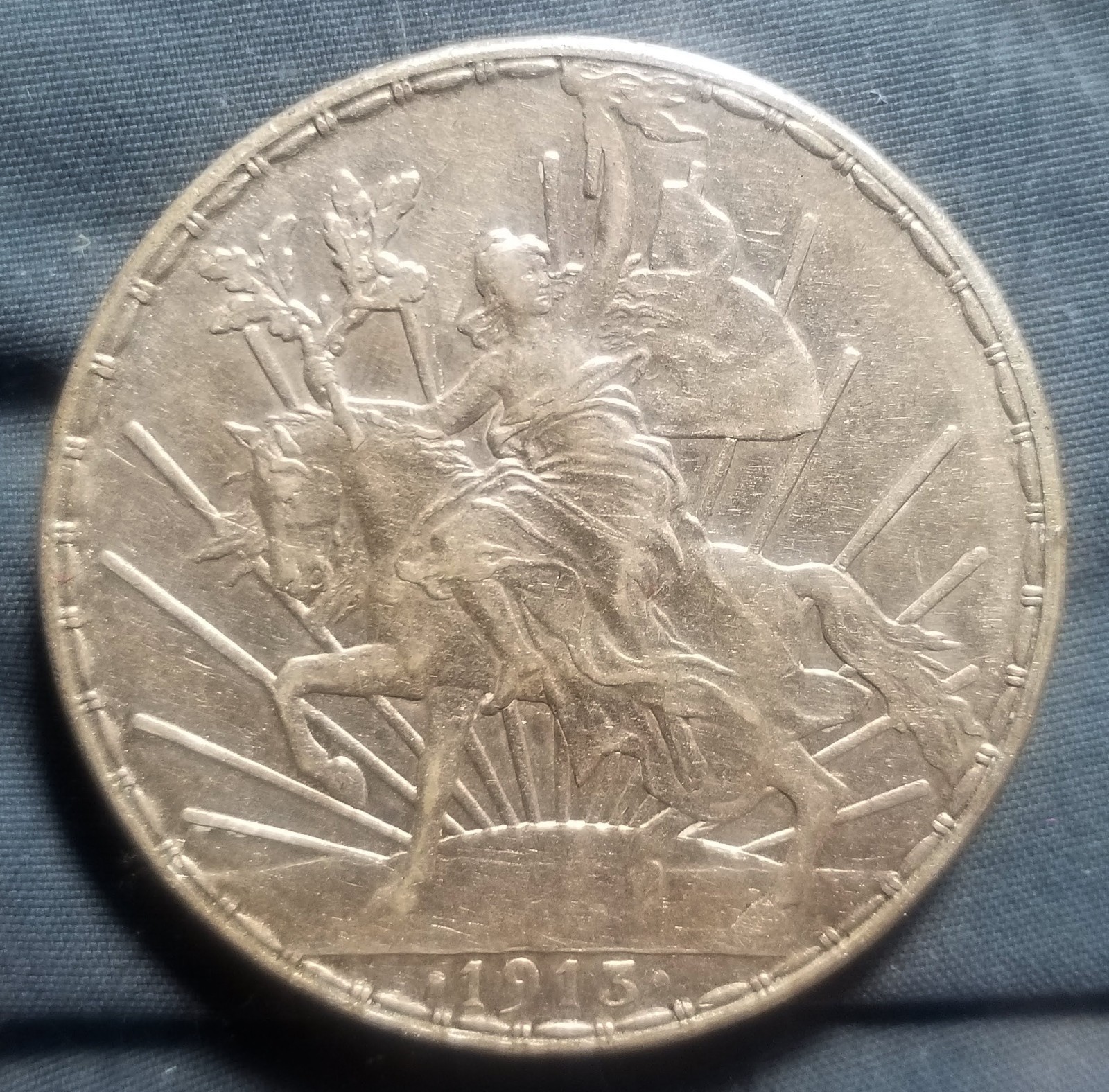 1913 MO MEXICO SILVER CABALITTO PESO AU+