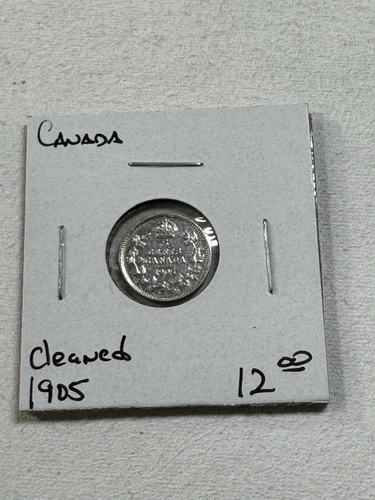 1905 Canada 5 Cents Small Silver Coin Cleaned