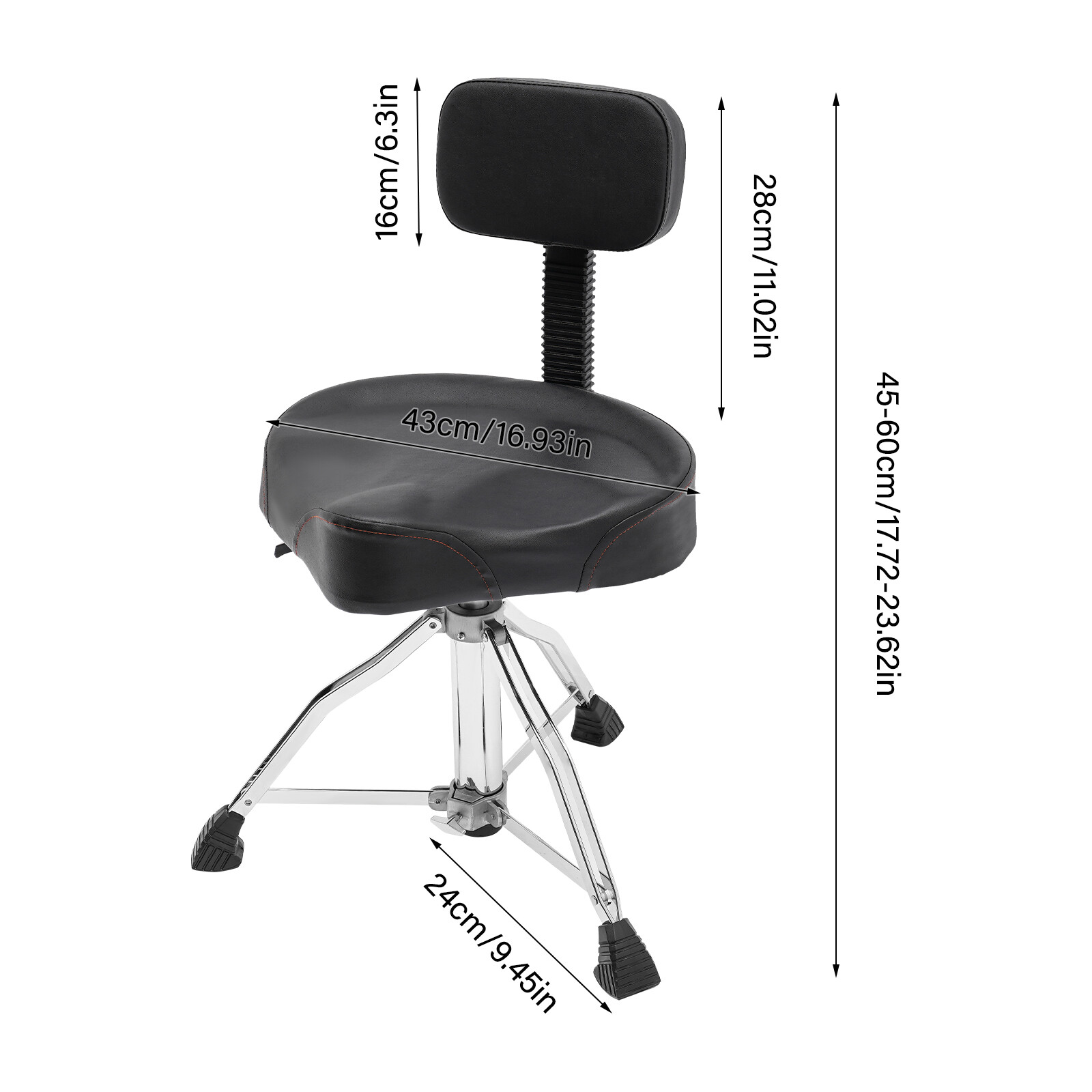 Drum Stool with Backrest Height Adjustable Drum Stool Pneumatic Drum Chair Black