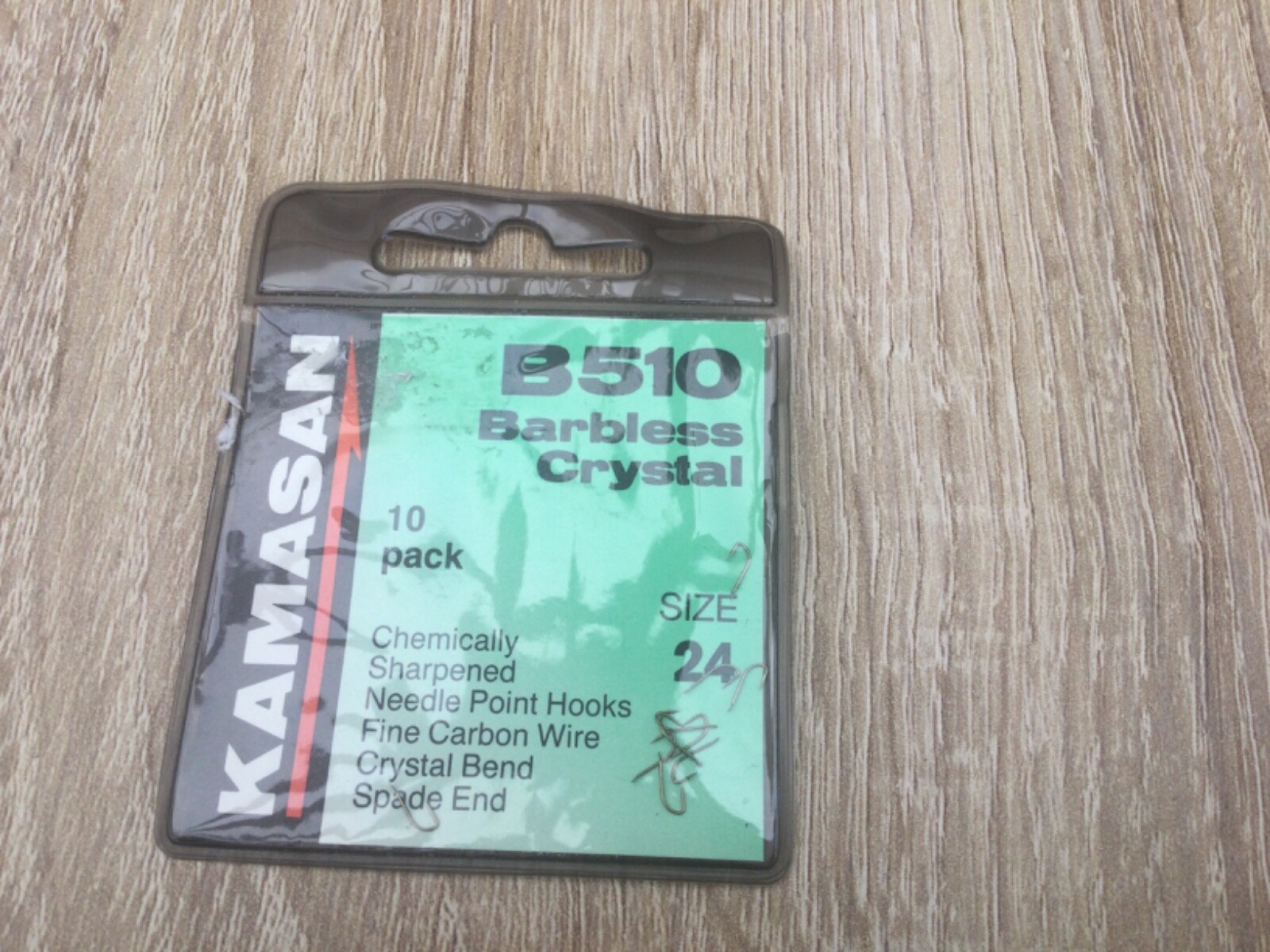 KAMASAN B510 BARBLESS CRYSTAL SPADE END HOOKS SIZE 24