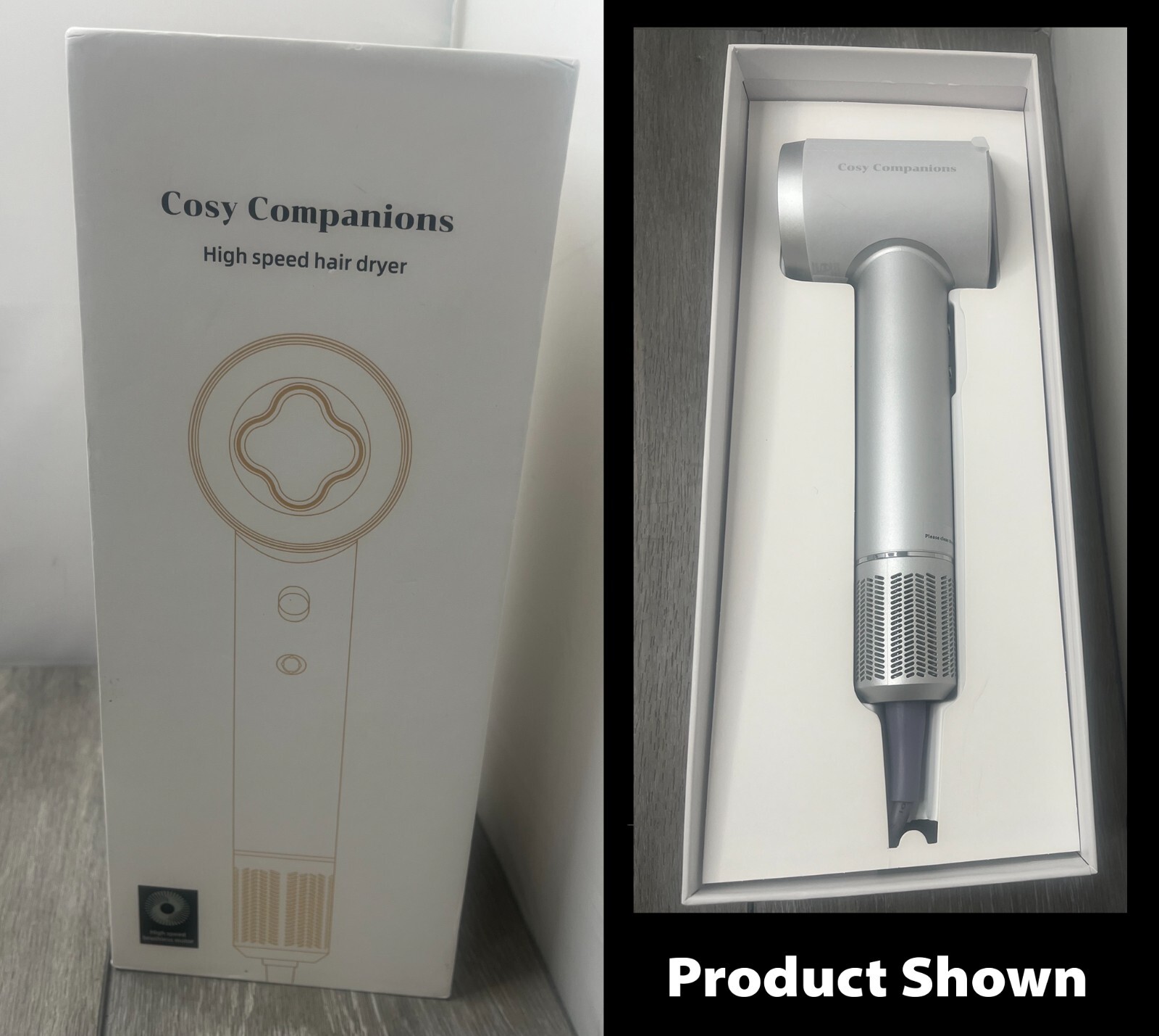 Cosy Companions ZCY883 High Speed Brushless Motor Hair Dryer 1500W 120V, Silver