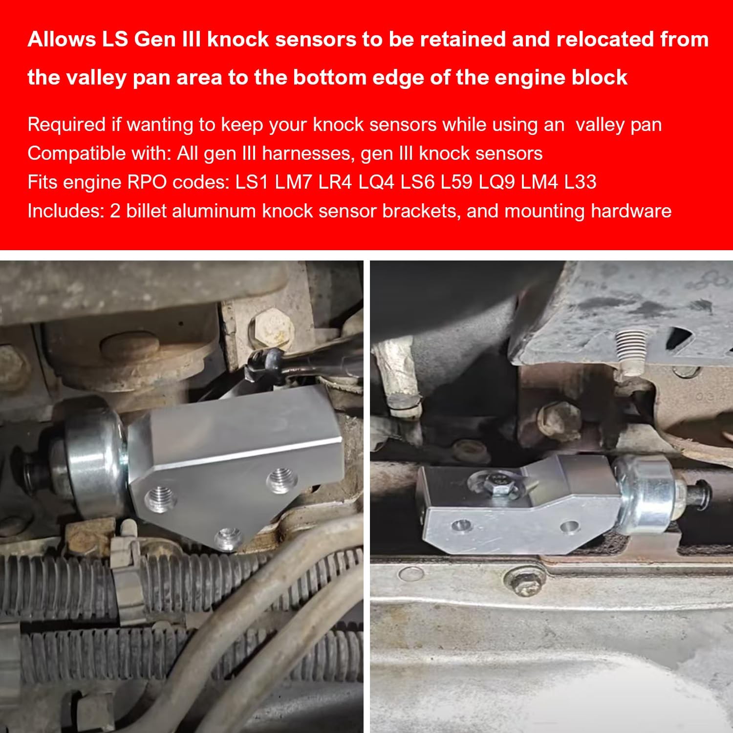 551216-KN30 Knock Sensor and Hardnesses Relocation Bracket Kit Compatible with