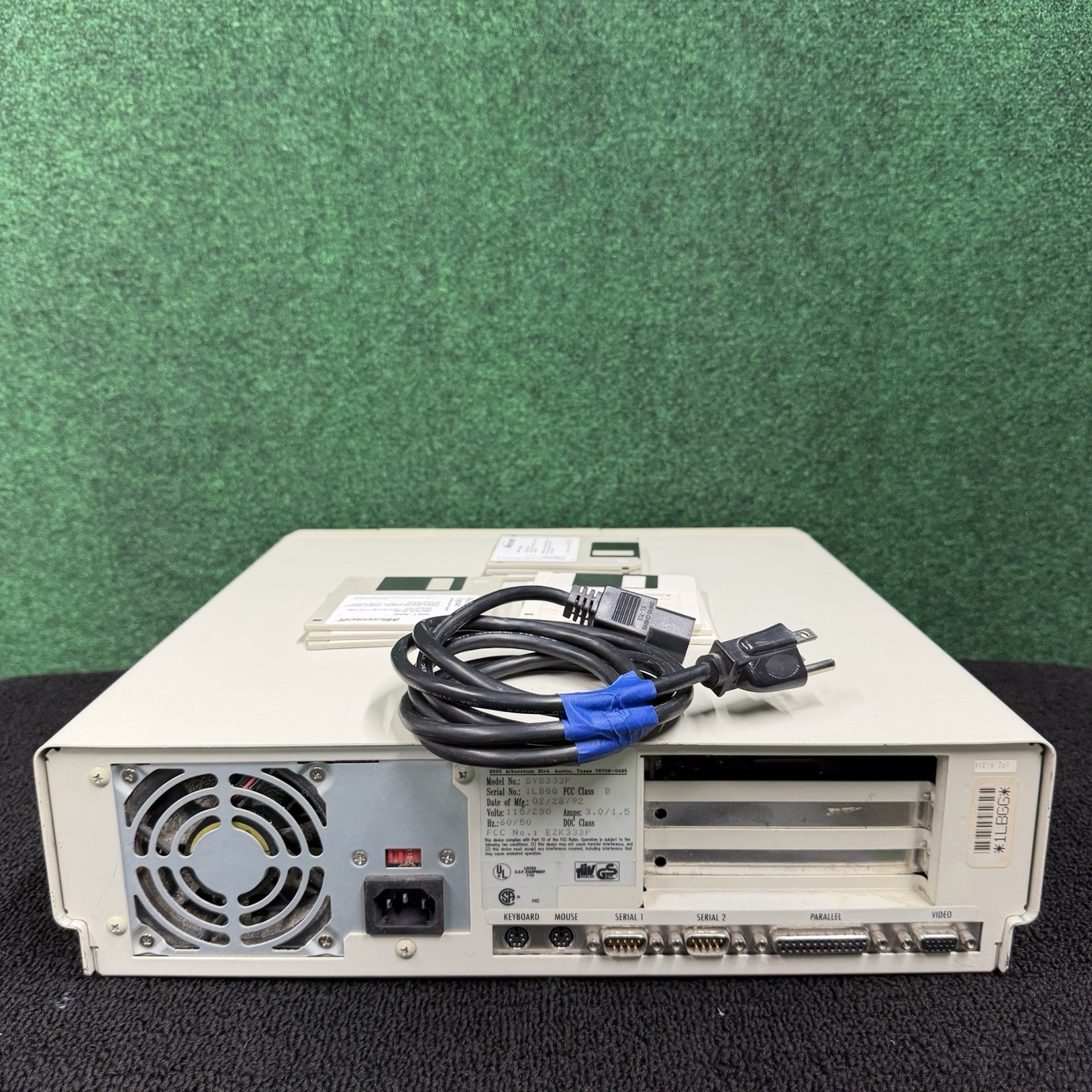 Rare Dell 333p Computer System 1992 w/ DOS 5.0, 6.0 & 6.2 - Powers On