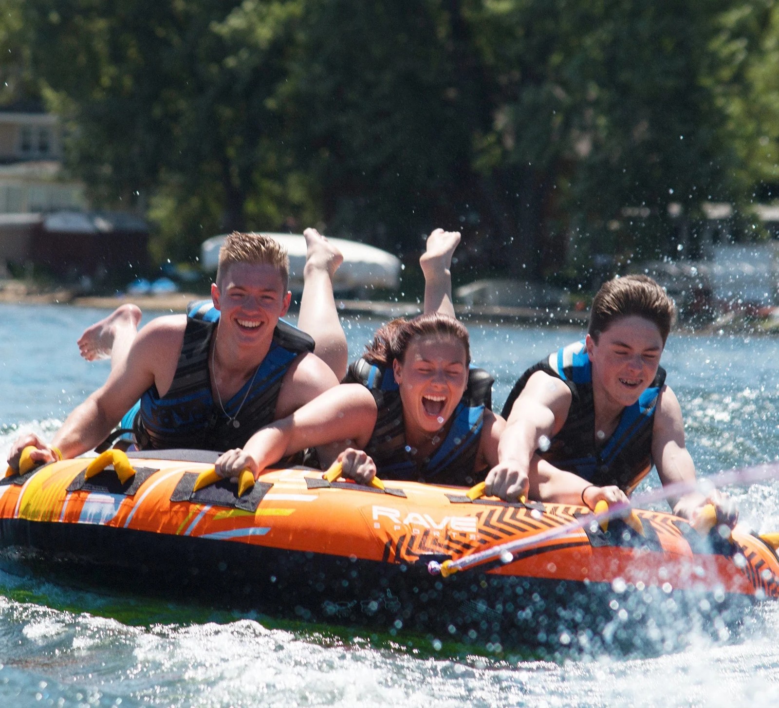 Rave Sports 76" X 11" Mass Frantic 2.0 Boat Towable Tube For Up to 4 Riders