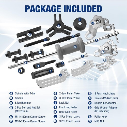 WORKPRO 27PC 9-Way Slide Hammer Puller Set Wheel Hub Removal Tool Bearing Puller