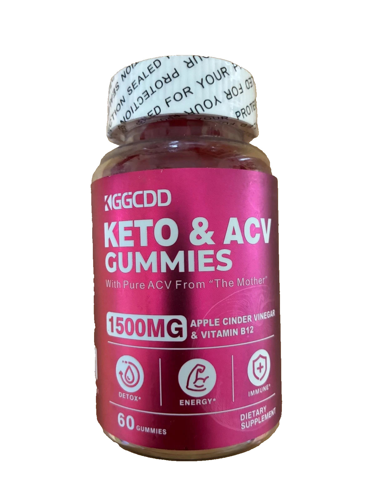 KGGCDD Keto ACV Gummies with B12 60 Ct 1500mg Diet Energy Cleanse Detox