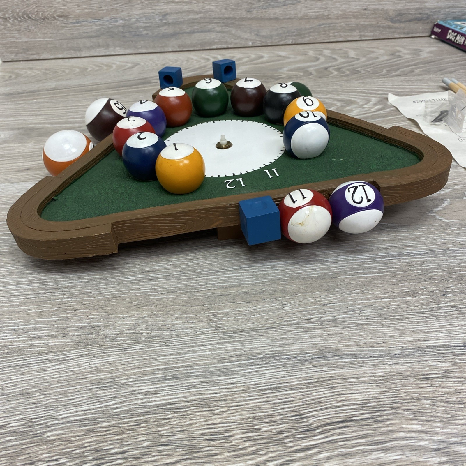 Billiards Wall Clock Pool Balls Triangle Man Cave Accent Table Game Room