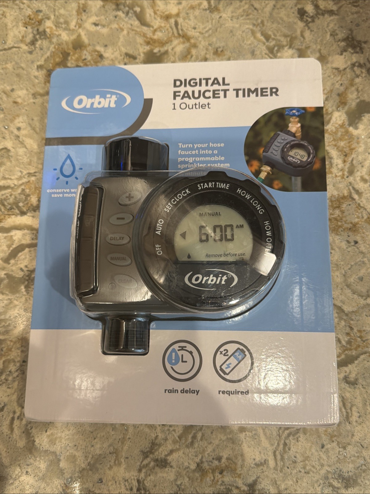 NEW Orbit Digital (1) Dial Outlet Hose Faucet Watering Timer 6hr Program 24600
