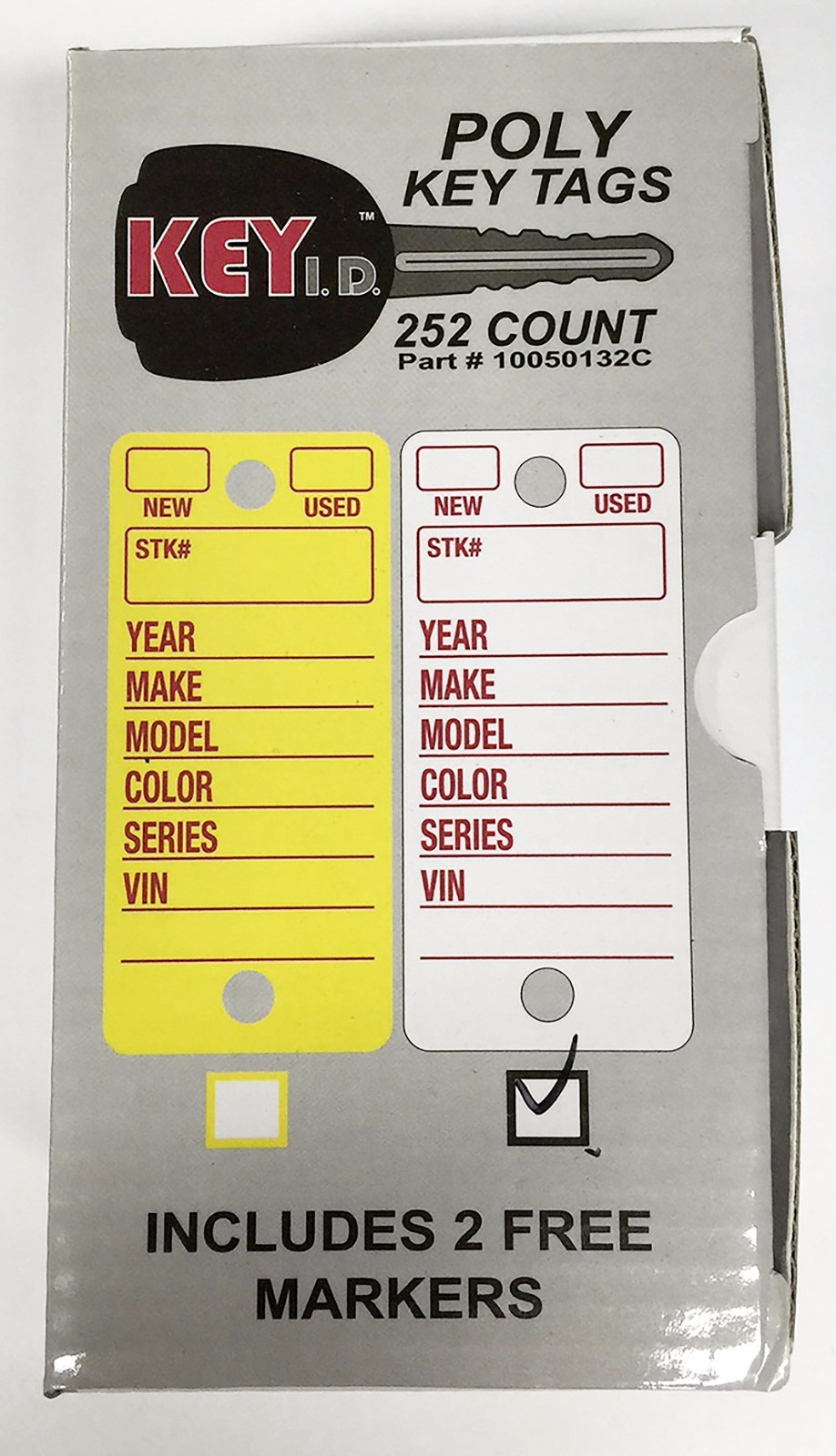 POLY KEY TAGS - WHITE  (BOXES OF 252) WITH 252 METAL KEY RINGS