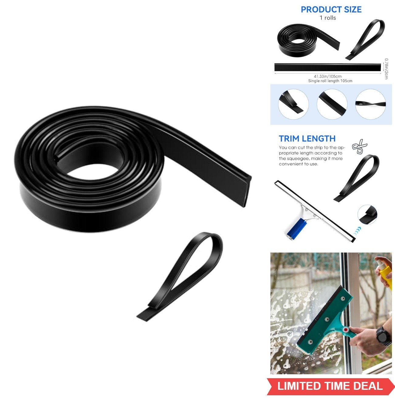 Squeegee Replacement Blades 41in Silicone Refill Roll for Window Glass Shower