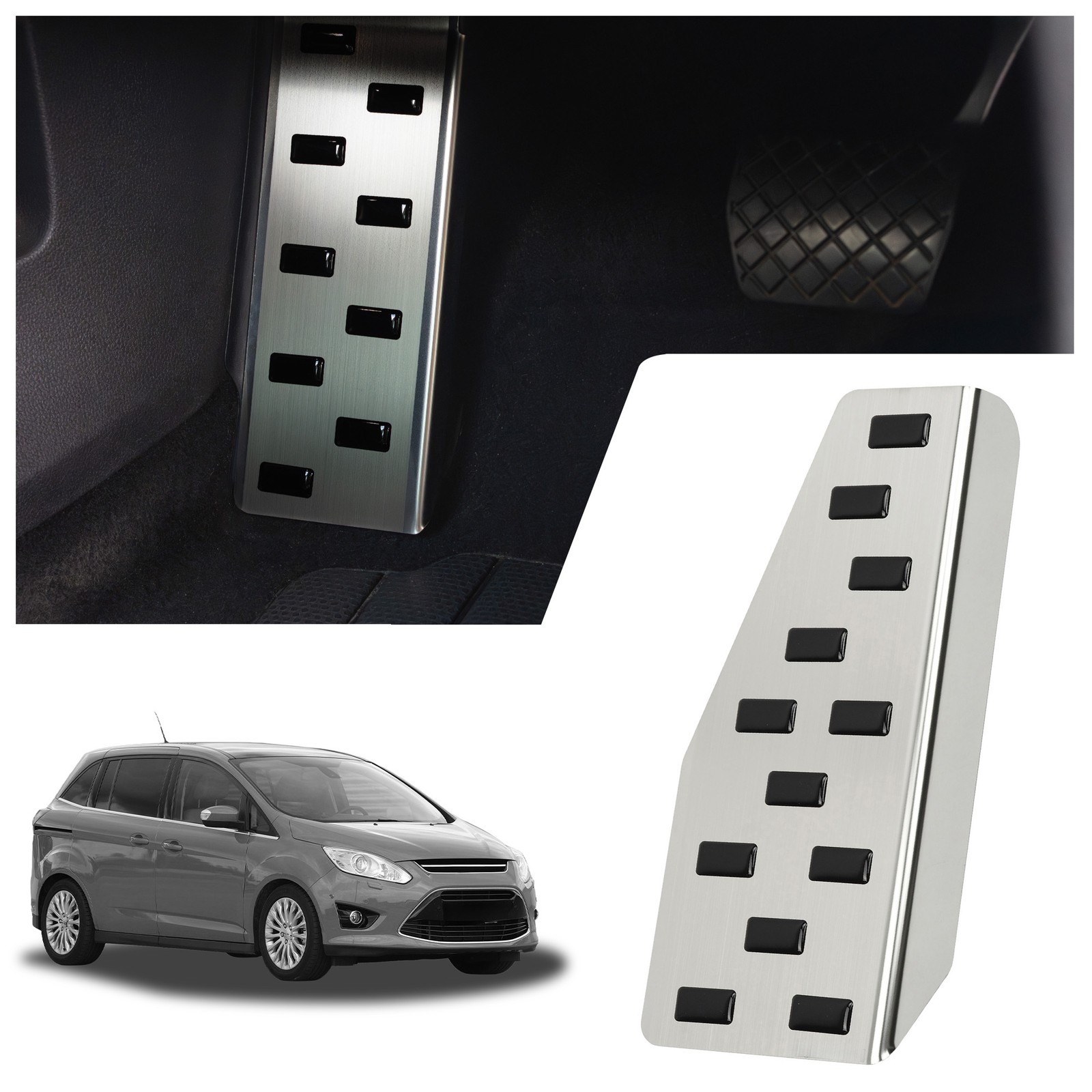 Footrest Plate for Ford Grand C-Max (C344 | DXA) 2010-2019 Black Silver