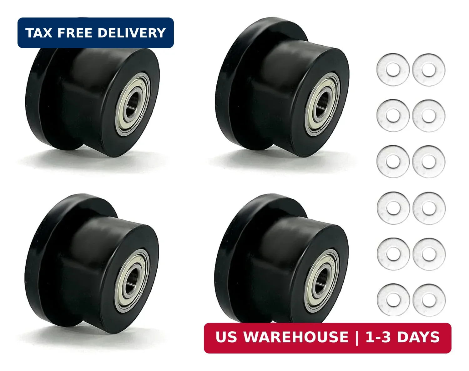 4-Pack Universal Gym Machine Roller Wheels - Heavy-Duty Black Plastic Rollers fo