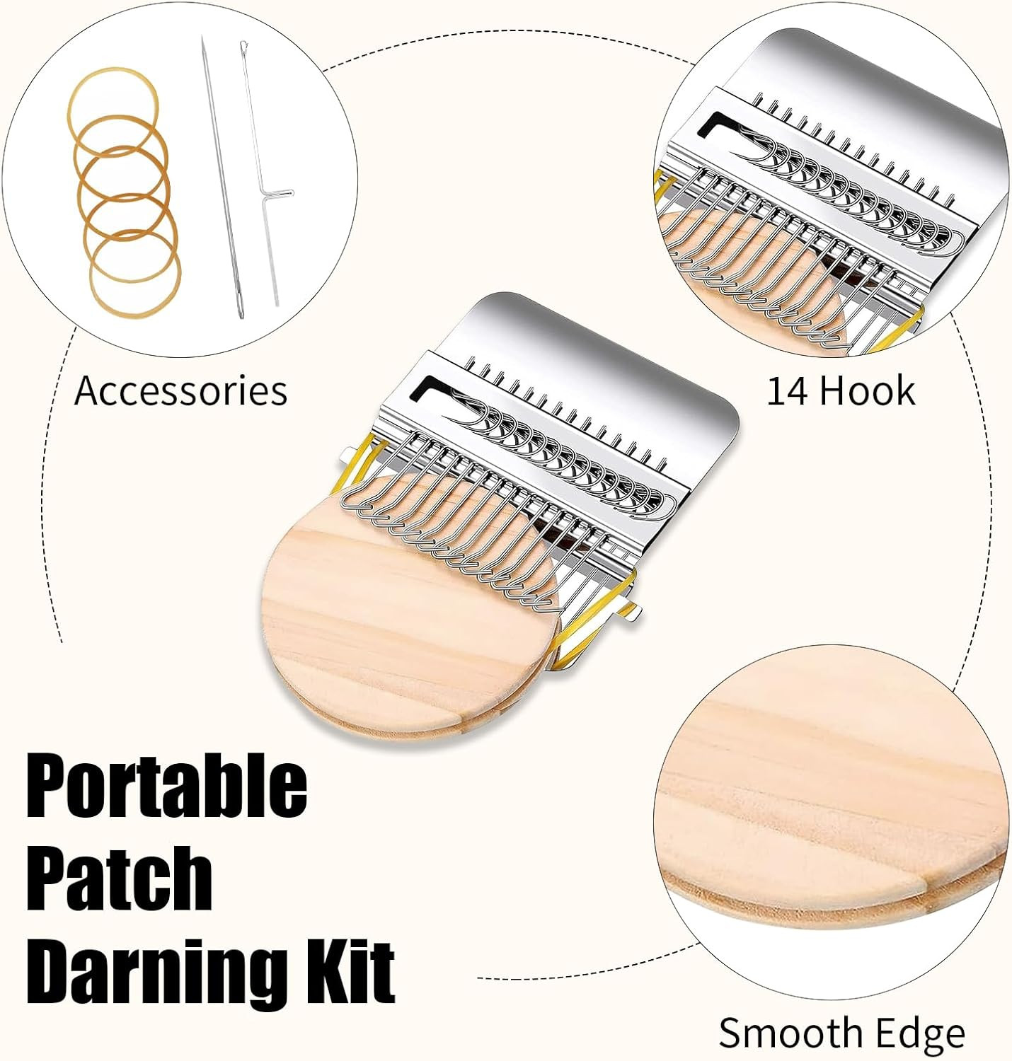 Knit Patch Kit - Patchmaker 2.0 Kit, Mini Darning Loom, Sewing Craft Supplies, K