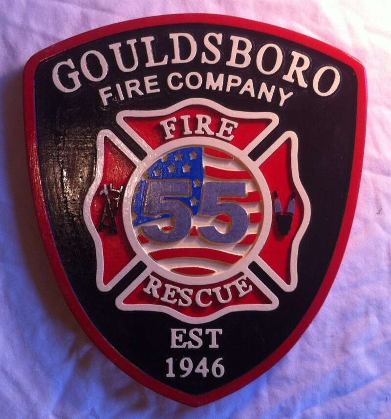 Fire Department Gouldsboro  3D routed wood patch plaque sign Custom