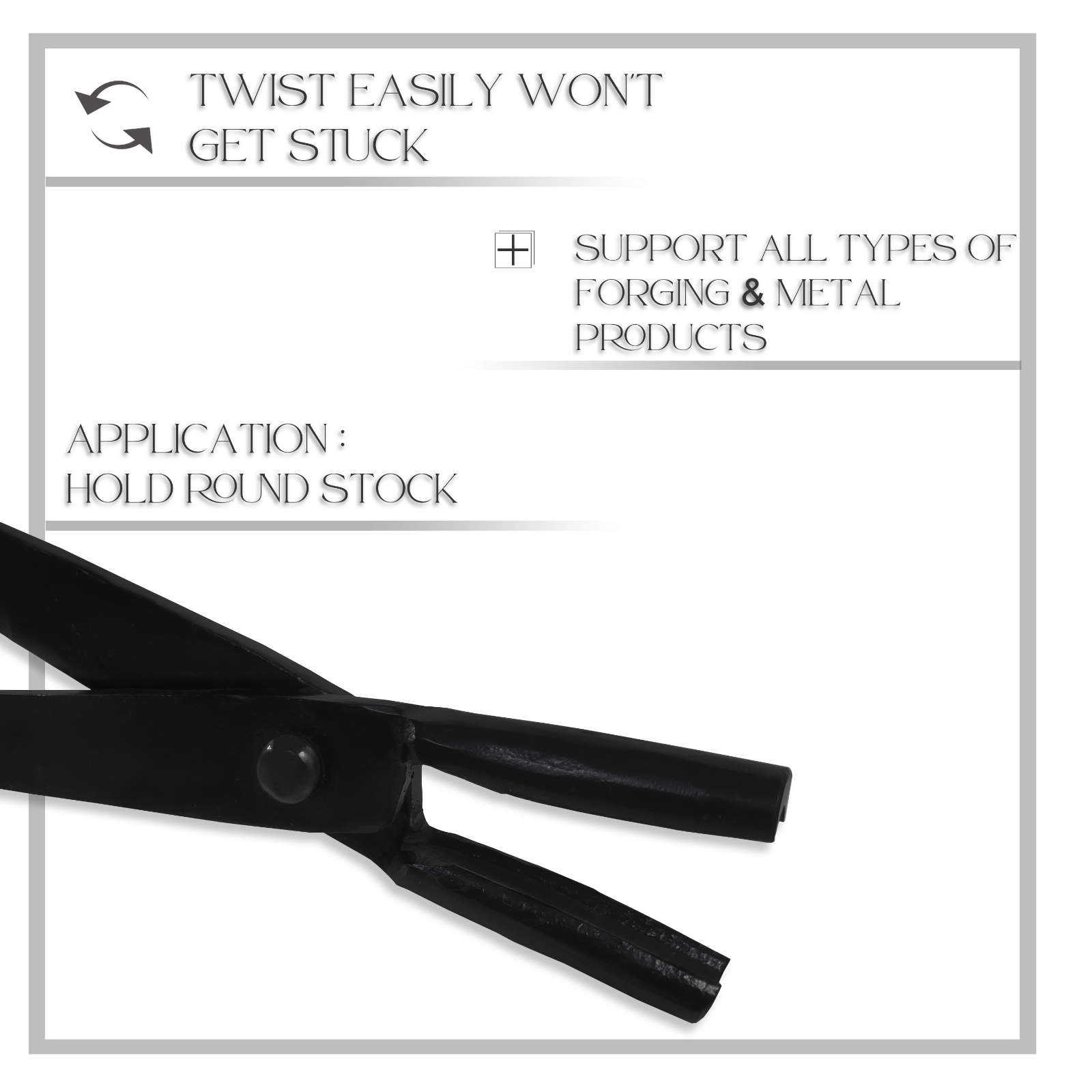 16" Round Jaw Blacksmith Tong For Forging & Knife Making