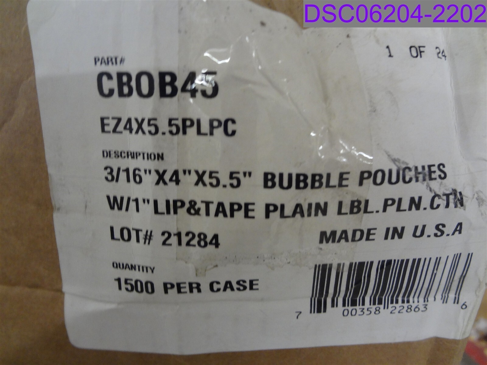Qty = 1500: Staples 3/16" x 4" x 5.5" Bubble Pouch P/N CB0B45