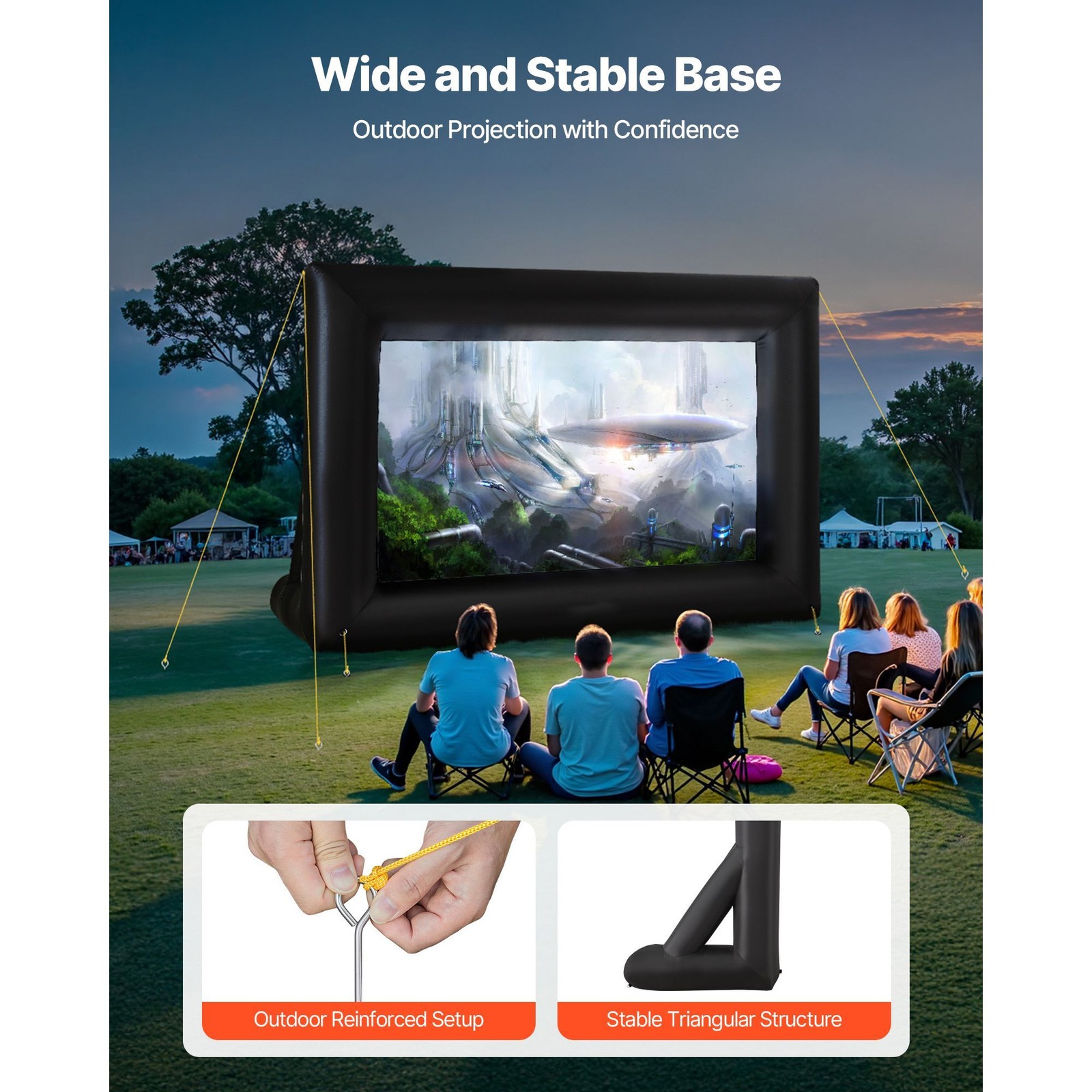 Outdoor Projector Screen, OxFor Ford 8.9x4.9ft, 16:9, Quick Setup