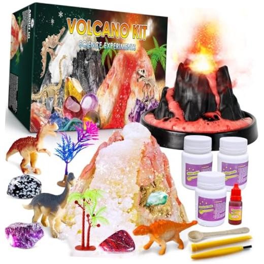 Erupting Volcano Science Kit for Kids | Gemstone Donosaur Dig Volcano, Snow