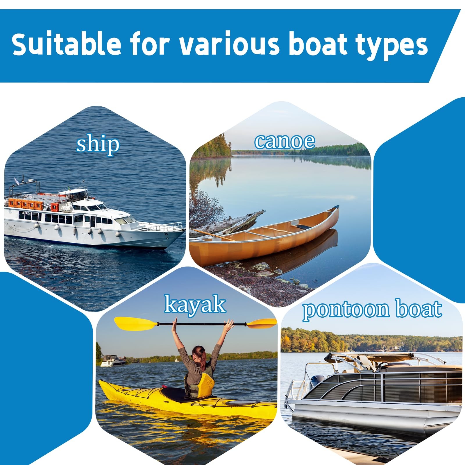 Boat Hook with 3-12Ft Adjustable Extension Pole, Push Pole for Boat, Stainles...