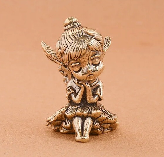 Brass Angel Figurine Small Animal Statue Table Office Home Decoration Toy Gifts