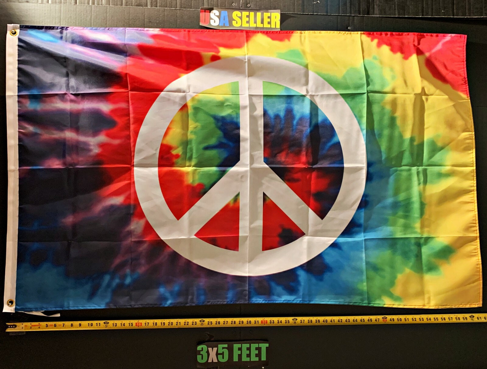 Peace Flag FREE SHIPPING Hippie Fun Love Happy Rainbow Gay Poster USA Sign 3x5'