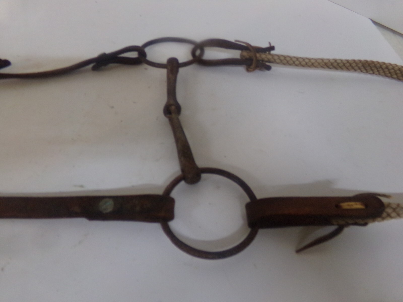 Used Heavy Duty Training Snaffle Bit Foreman Style 5" Mouth w/reins