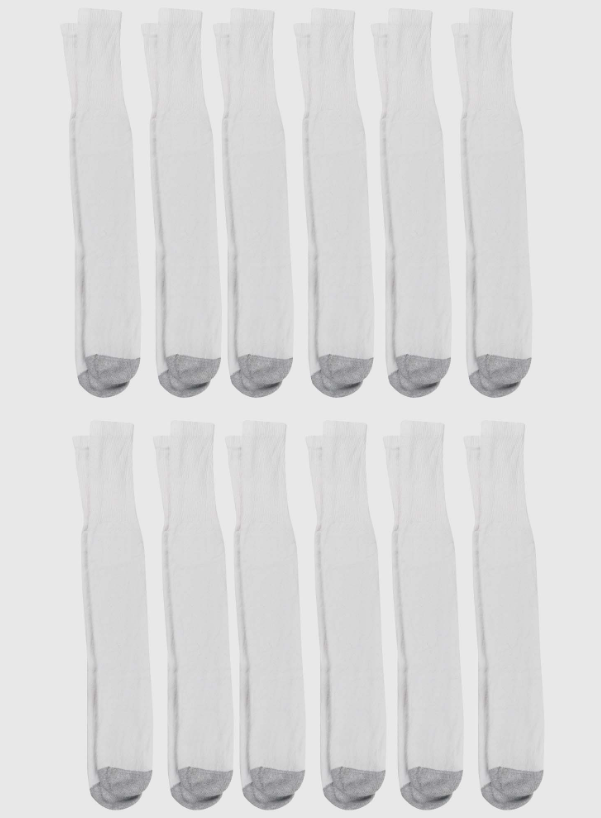 Hanes Men'S Double Tough Durability Over-The-Calf Tube Socks, 12-Pack