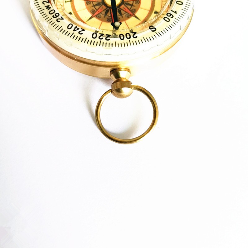 Outdoor Camping Keychain Luminous Brass+ABS Watch Style Military Army Compass